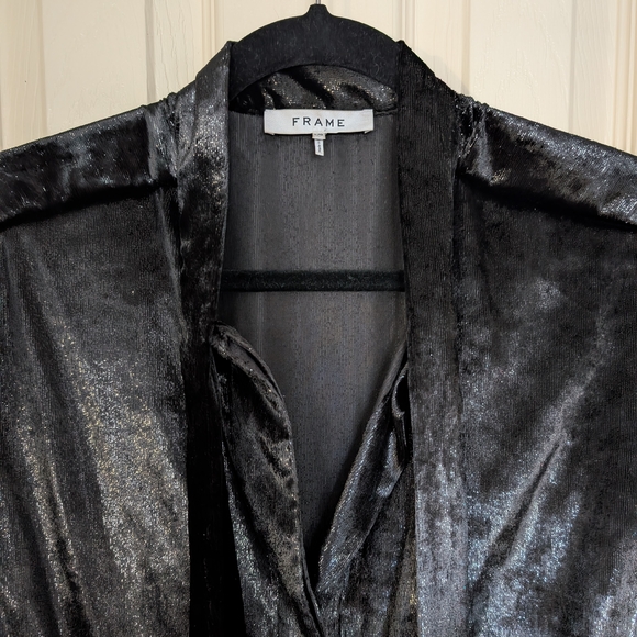 Frame Soft Touch Black Metallic Blouse, Size Large - Picture 5 of 14